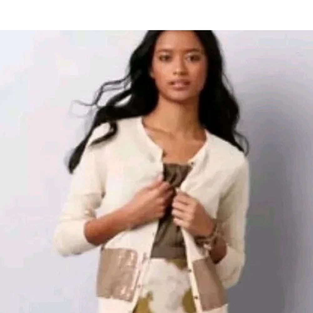 Ann Taylor LOFT Linen Blend Sequin Cardigan Sweater